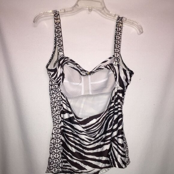 Antonio Melani Zebra Print Tankini Top Padded Bust Adjustable Straps Size M - Picture 3 of 7